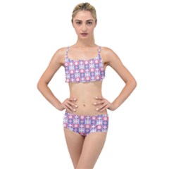 Flower Art Pattern Geometric Layered Top Bikini Set