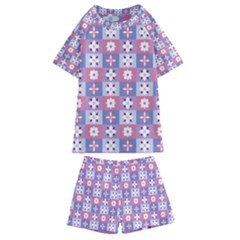 Flower Art Pattern Geometric Kids  Swim T-shirt And Shorts Set