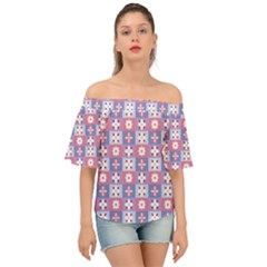 Flower Art Pattern Geometric Off Shoulder Short Sleeve Top by Maspions