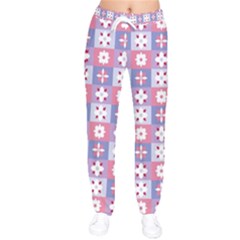 Flower Art Pattern Geometric Women Velvet Drawstring Pants