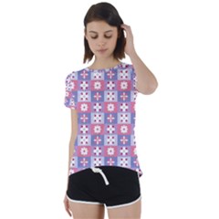 Flower Art Pattern Geometric Short Sleeve Open Back T-shirt