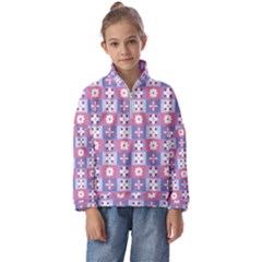 Flower Art Pattern Geometric Kids  Half Zip Hoodie