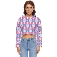 Flower Art Pattern Geometric Women s Lightweight Cropped Hoodie