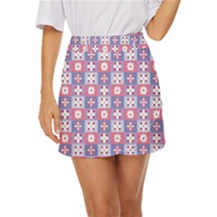 Flower Art Pattern Geometric Mini Front Wrap Skirt