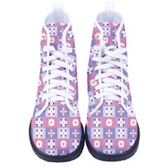 Flower Art Pattern Geometric Men s High-top Canvas Sneakers