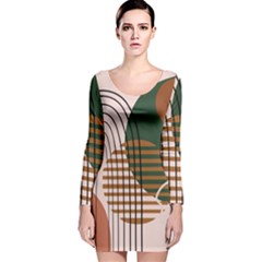 Line Forms Art Drawing Background Long Sleeve Velvet Bodycon Dress