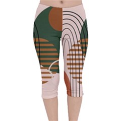 Line Forms Art Drawing Background Velvet Capri Leggings 