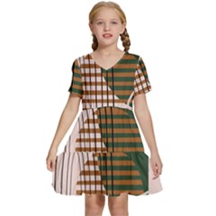 Line Forms Art Drawing Background Kids  Short Sleeve Tiered Mini Dress