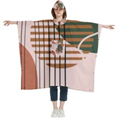 Line Forms Art Drawing Background Women s Hooded Rain Ponchos