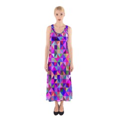 Floor Colorful Triangle Sleeveless Maxi Dress