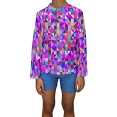 Floor Colorful Triangle Kids  Long Sleeve Swimwear