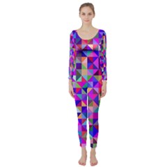 Floor Colorful Triangle Long Sleeve Catsuit