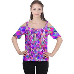 Floor Colorful Triangle Cutout Shoulder T-shirt