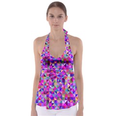 Floor Colorful Triangle Tie Back Tankini Top