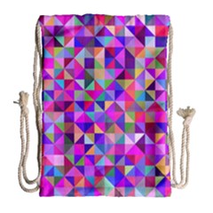 Floor Colorful Triangle Drawstring Bag (large)