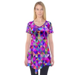 Floor Colorful Triangle Short Sleeve Tunic 