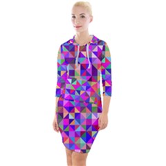 Floor Colorful Triangle Quarter Sleeve Hood Bodycon Dress