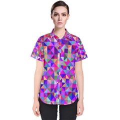 Floor Colorful Triangle Women s Short Sleeve Shirt