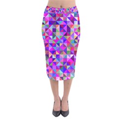 Floor Colorful Triangle Velvet Midi Pencil Skirt