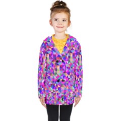 Floor Colorful Triangle Kids  Double Breasted Button Coat by Maspions