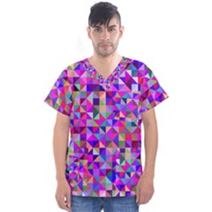 Floor Colorful Triangle Men s V-neck Scrub Top