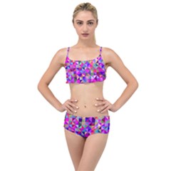 Floor Colorful Triangle Layered Top Bikini Set