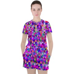 Floor Colorful Triangle Women s T-shirt And Shorts Set