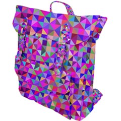 Floor Colorful Triangle Buckle Up Backpack by Maspions