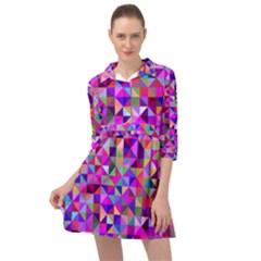 Floor Colorful Triangle Mini Skater Shirt Dress