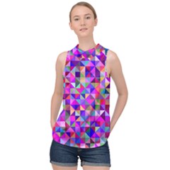 Floor Colorful Triangle High Neck Satin Top