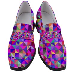 Floor Colorful Triangle Women s Chunky Heel Loafers