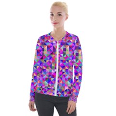 Floor Colorful Triangle Velvet Zip Up Jacket