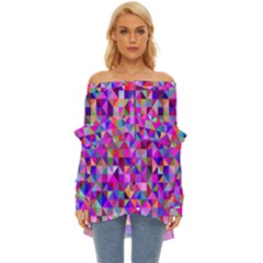 Floor Colorful Triangle Off Shoulder Chiffon Pocket Shirt