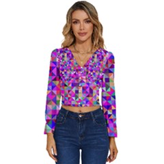 Floor Colorful Triangle Long Sleeve V-neck Top