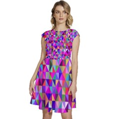 Floor Colorful Triangle Cap Sleeve High Waist Dress by Maspions