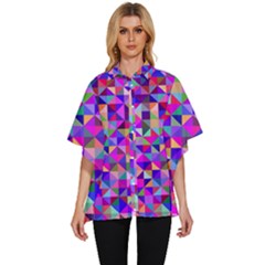 Floor Colorful Triangle Women s Batwing Button Up Shirt