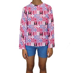 Scandinavian Abstract Pattern Kids  Long Sleeve Swimwear