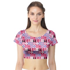 Scandinavian Abstract Pattern Short Sleeve Crop Top