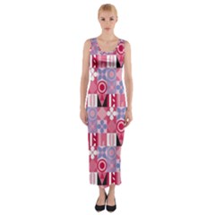 Scandinavian Abstract Pattern Fitted Maxi Dress