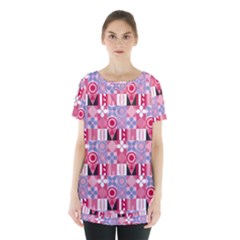 Scandinavian Abstract Pattern Skirt Hem Sports Top