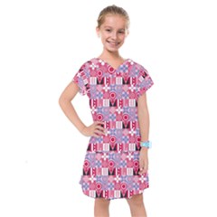 Scandinavian Abstract Pattern Kids  Drop Waist Dress