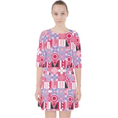 Scandinavian Abstract Pattern Quarter Sleeve Pocket Dress