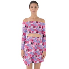 Scandinavian Abstract Pattern Off Shoulder Top With Skirt Set