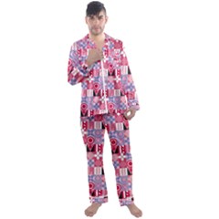 Scandinavian Abstract Pattern Men s Long Sleeve Satin Pajamas Set by Maspions