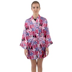 Scandinavian Abstract Pattern Long Sleeve Satin Kimono