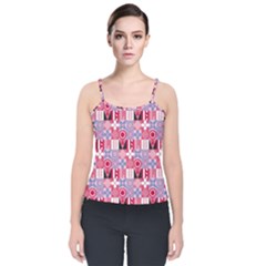 Scandinavian Abstract Pattern Velvet Spaghetti Strap Top