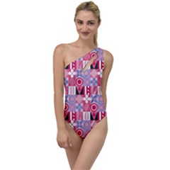 Scandinavian Abstract Pattern To One Side Swimsuit