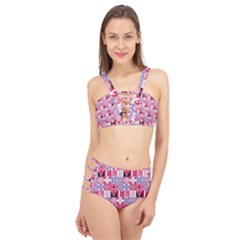 Scandinavian Abstract Pattern Cage Up Bikini Set