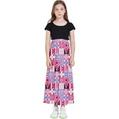 Scandinavian Abstract Pattern Kids  Flared Maxi Skirt