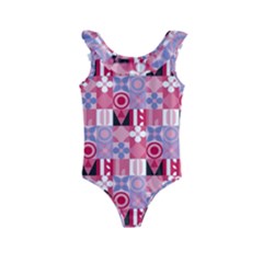 Scandinavian Abstract Pattern Kids  Frill Swimsuit